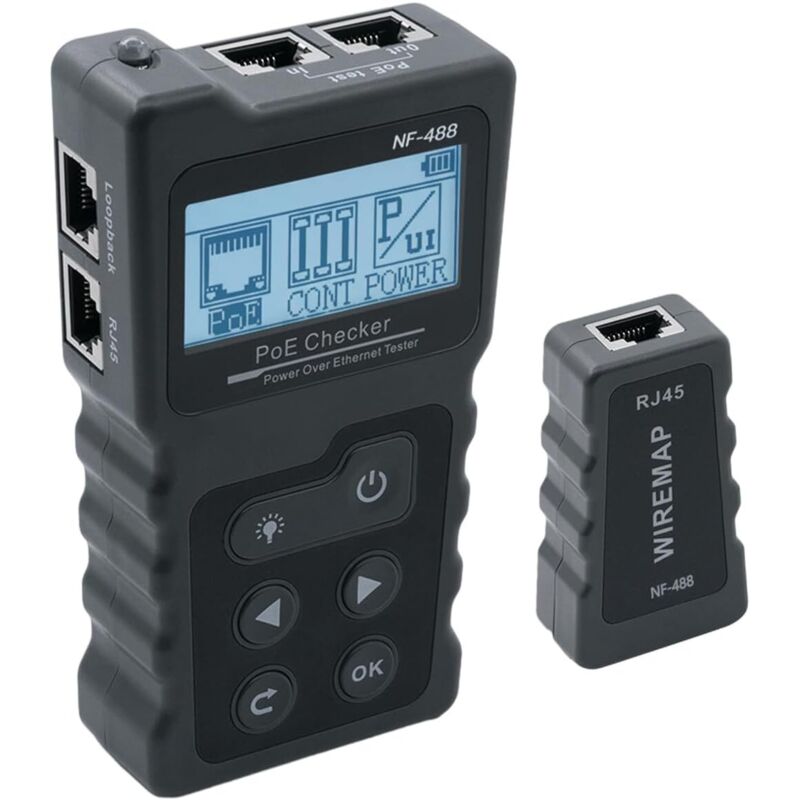 Mcbazel Rj45 Netzwerktester Mit Lcd-kabeltester, Spannungstester Für Poe-tests, Netzwerkmessgerät, Leitungsleistungstester