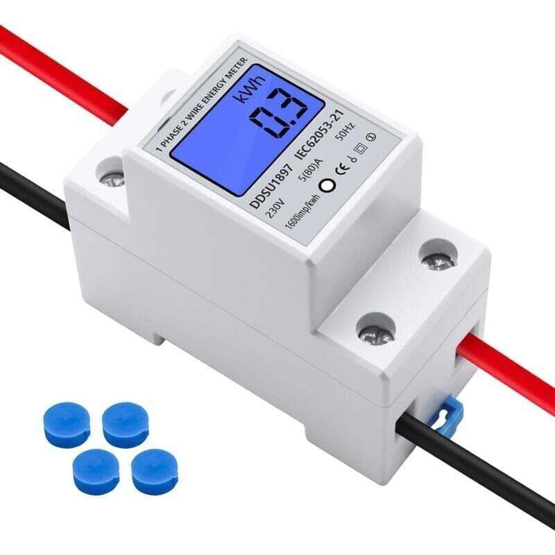 230-v-5(80)-a-stromzähler – Hintergrundbeleuchtetes Lcd-display – 35-mm-din-schiene – Präzise Kwh-energiemessung