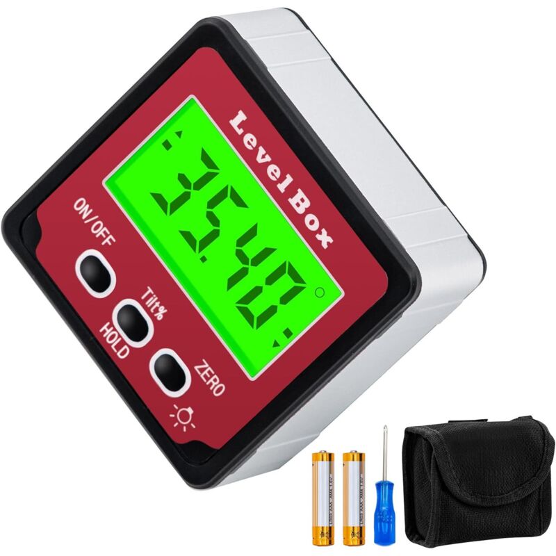 Mcbazel Digitaler Neigungsmesser 4 X 90°, Digitaler Winkelmesser, Neigungsmesser Mit Magnetfuß, Lcd-bildschirm Und Hintergrundbeleuchtung, Digitaler Neigungsmesser Für Holzbearbeitung Und Bauwesen