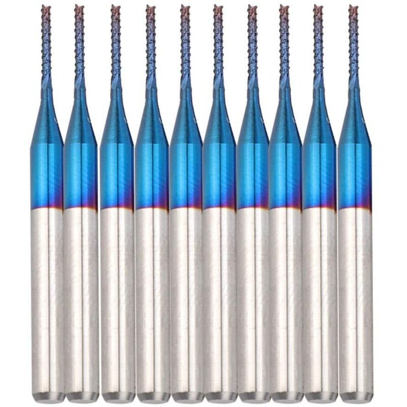 Leiterplatten-gravurfräser Für Maschinen, 3,175 Mm Blauer Hartmetall-schaftfräser, Cnc-gravurfräser-set, Fräserspitze, 10er-pack (größe: 1,0 Mm)
