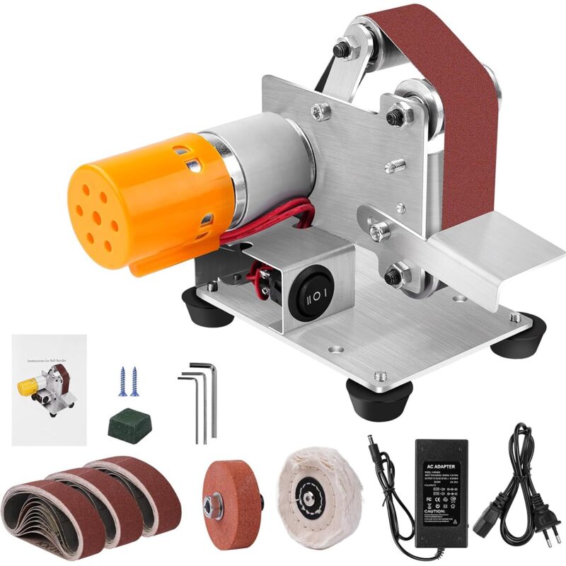Mini-bandschleifer, Elektrischer Schleifer, Mit 30 Schleifbändern (30 X 330 Mm), 7 Einstellbaren Stufen, Körnung 120/320/600/800/1000, 3-in-1-multifunktion