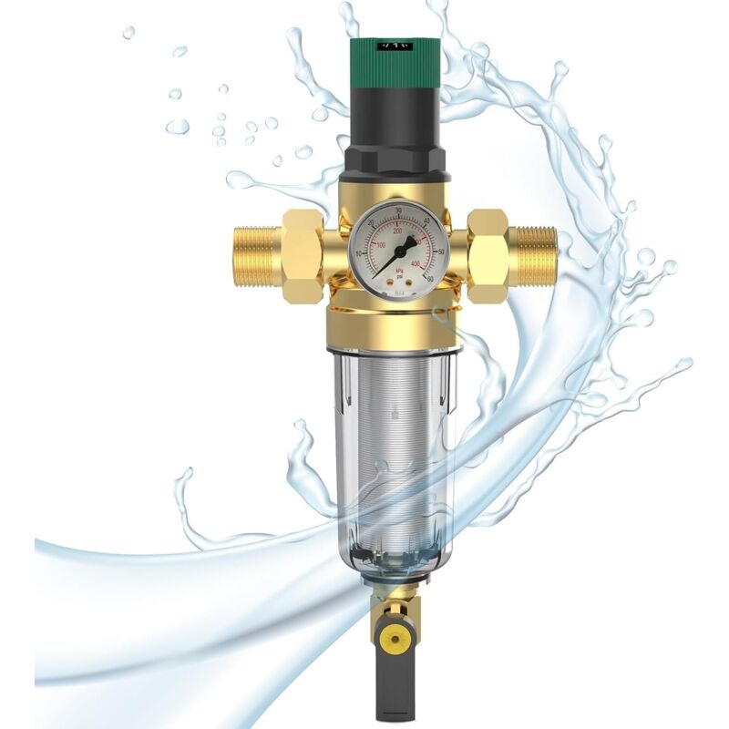 Wasserdruckminderer, Druckminderer Mit Manometer Und Siebfilter, Wasserdruckminderer Für Gartenbewässerung Und Gasheizungsarmaturen (3/4 Zoll)
