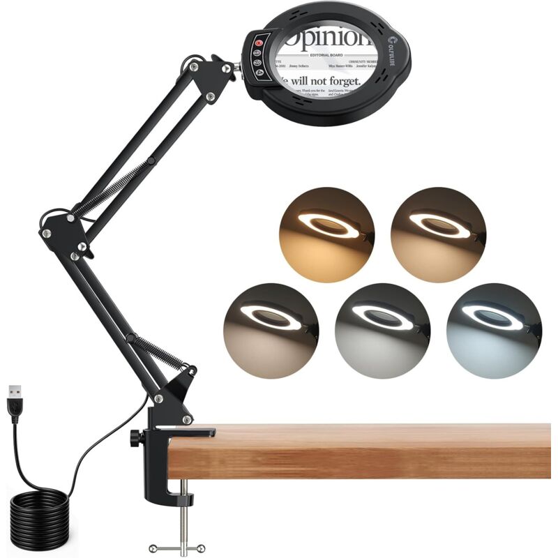 Professionelle Schreibtischlupe – 10x10 Led-leselupe Mit Einstellbarer Helligkeit – 50 Cm Verstellbarer Schwenkarm Für Optimalen Augenkomfort, Ideal Zum Lesen, Basteln Und Für Heimwerkerprojekte