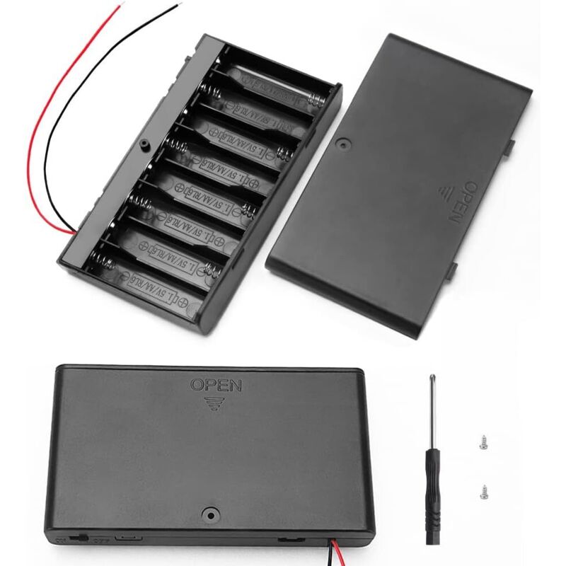 X 12v Aa Kunststoff-batteriehalter-aufbewahrungsbox Mit Ein-/ausschalter + Anschlussdrähten