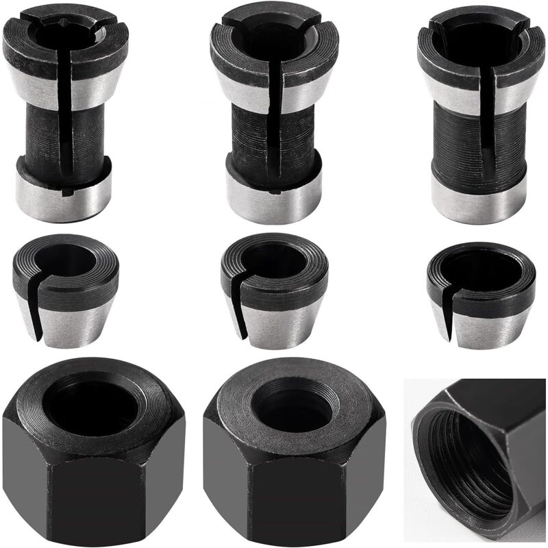 Stück 6 Mm/6,35 Mm/8 Mm Spannzangenfutter-adapterfutter Mit 2 Schraubmuttern Für Graviermaschinen