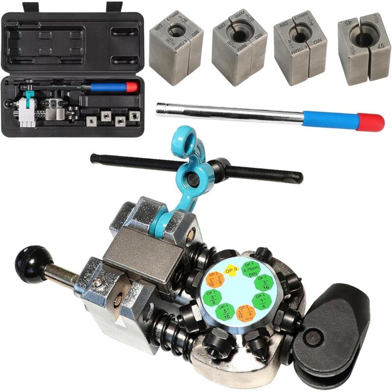 Aisny Bremsleitungs-bördelwerkzeug, Einfach-/doppel-45°-bördelwerkzeug Mit 3/16", 1/4", 5/16" Und 3/8" Bördelwerkzeugen Sowie Hydraulischem Bördelwerkzeug-set Für 4,75-mm-schläuche