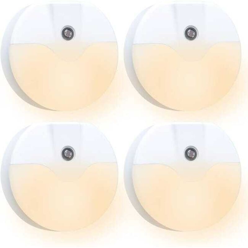 (4er-set, Warmes Licht) Runde Led-lampen Für Den Einsatz In Der Nacht, Zum Einstecken, Sofort Einsatzbereit, Lichtempfindlich, Geeignet Für Schlaf- Und Wohnzimmer.