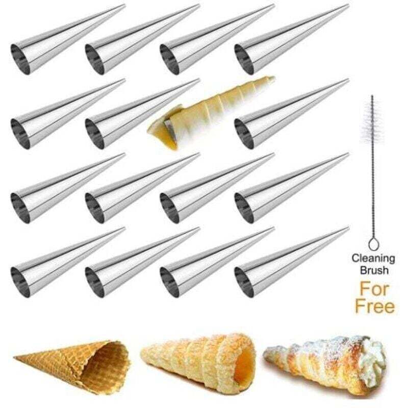 16-teiliges Croissant-formenset, Kegelformen Aus Edelstahl, Spiral-kegel-sahneformen, Für Croissants, Blätterteig, Eiscreme (127 Mm X 36 Mm)