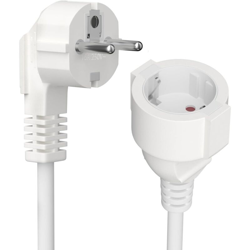 Schutzkontakt-rallonge 0,3 M, R-allonge Schuko Ip20 250 V, 16 A, 3680 W, H05vv-f3g 1,5 Mm² R-allonge Prolongateur Électrique – Für Innenräume – Weiß