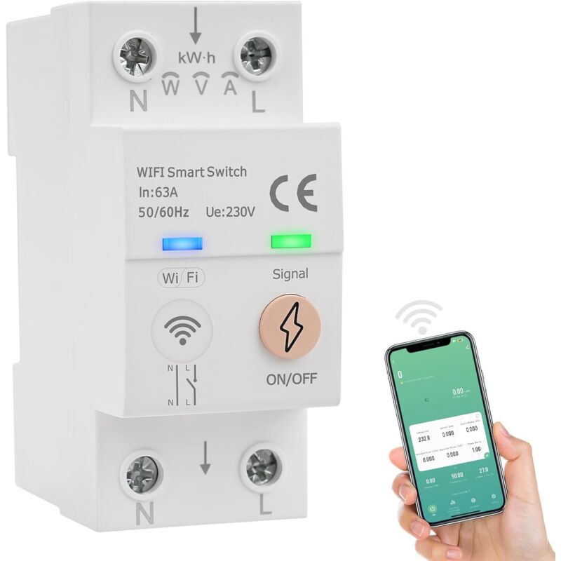 Tuya 63a Wlan-leistungsschalter Mit Sprachsteuerung, Energiezähler, Ac80-300v Smart-leistungsschalter, Fernsteuerbarem Schalter, Überstrom- Und Überlastschutz