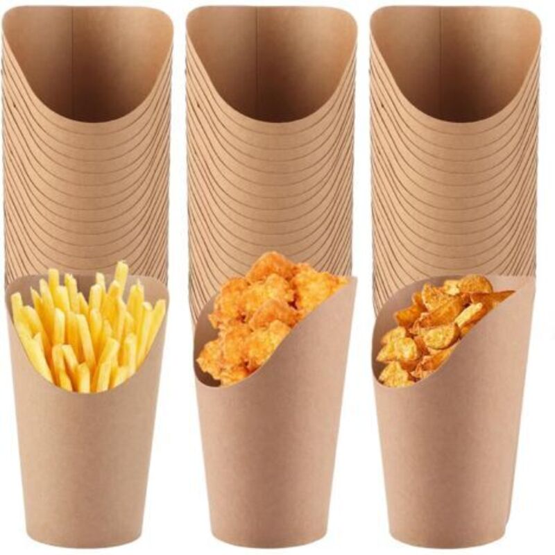 100 Stück Waffeltüten Für Pommes Frites, 355 Ml Kraftpapierbecher, Kraftpapier-pommestüten Für Waffeln, Pommes Frites, Popcorn Und Eiscreme