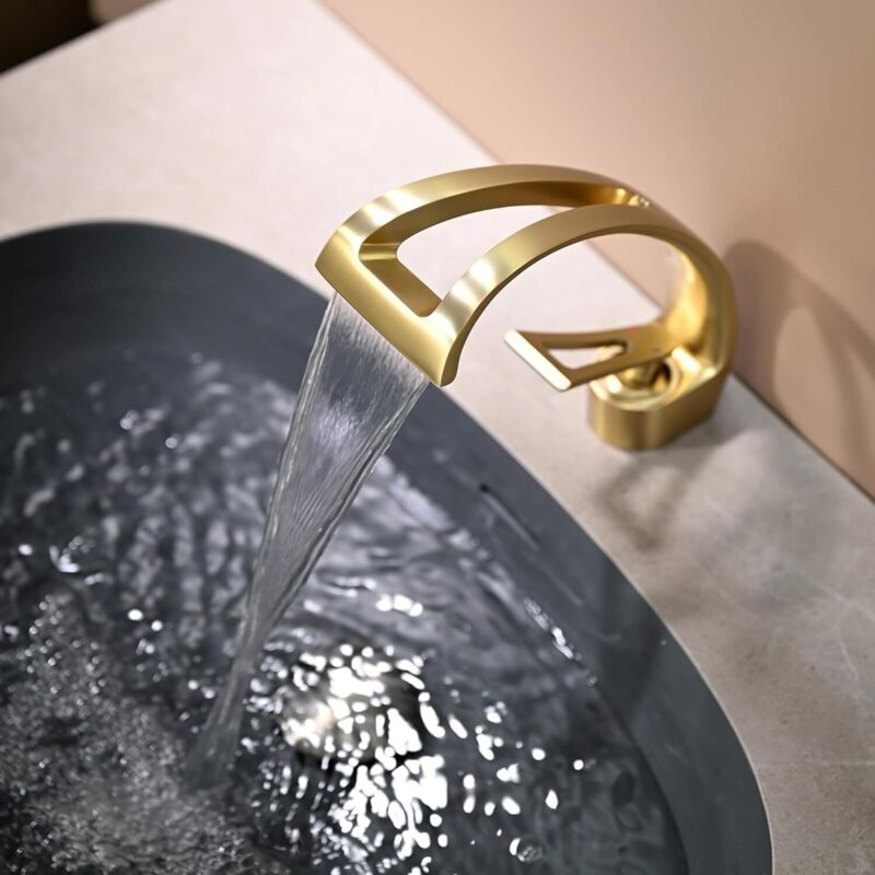 Robinet Cascade Salle De Bain Oder Brosse,robinet Lavabo Cascade,cascade Mitigeur Salle Bain Avec Valve En Céramique Monocommande Chaude Et Froide Réglable