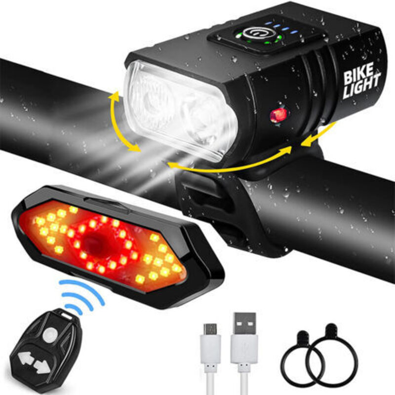 Fahrradblinker Und Rücklicht Mit Soundeffekten + Superhelles 1600-lumen-fahrradlicht, Kabellose Fernbedienung, 5 Verschiedene Beleuchtungsmodi, Wiederaufladbar