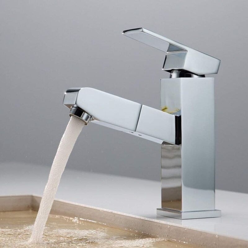 Küchenarmatur Mit Ausziehbrause, 360° Schwenkbares Waschbecken, Warm- Und Kaltwasserhahn, Verchromter Messing-waschtisch-filterhahn, Teleskop-wasserfallarmatur
