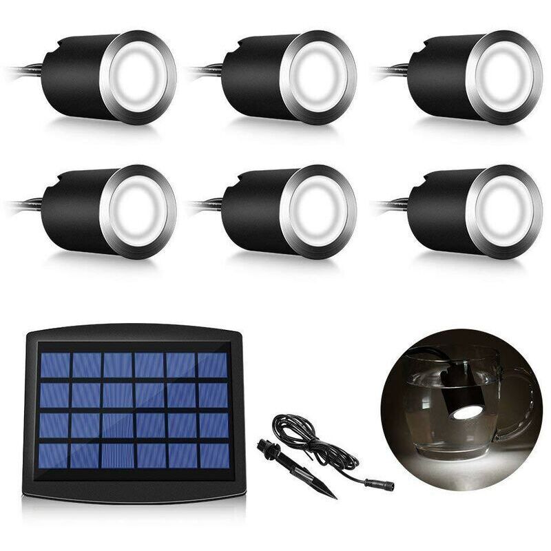Lot De 6 Spots Led Solaire Encastrables Pour Extérieur, Ip67, Étanche, 0,2 W, Ø 32 Mm, Intérieur Extérieur, Terrasse, Cuisine, Jardin, 4000 K (blanc Froid)