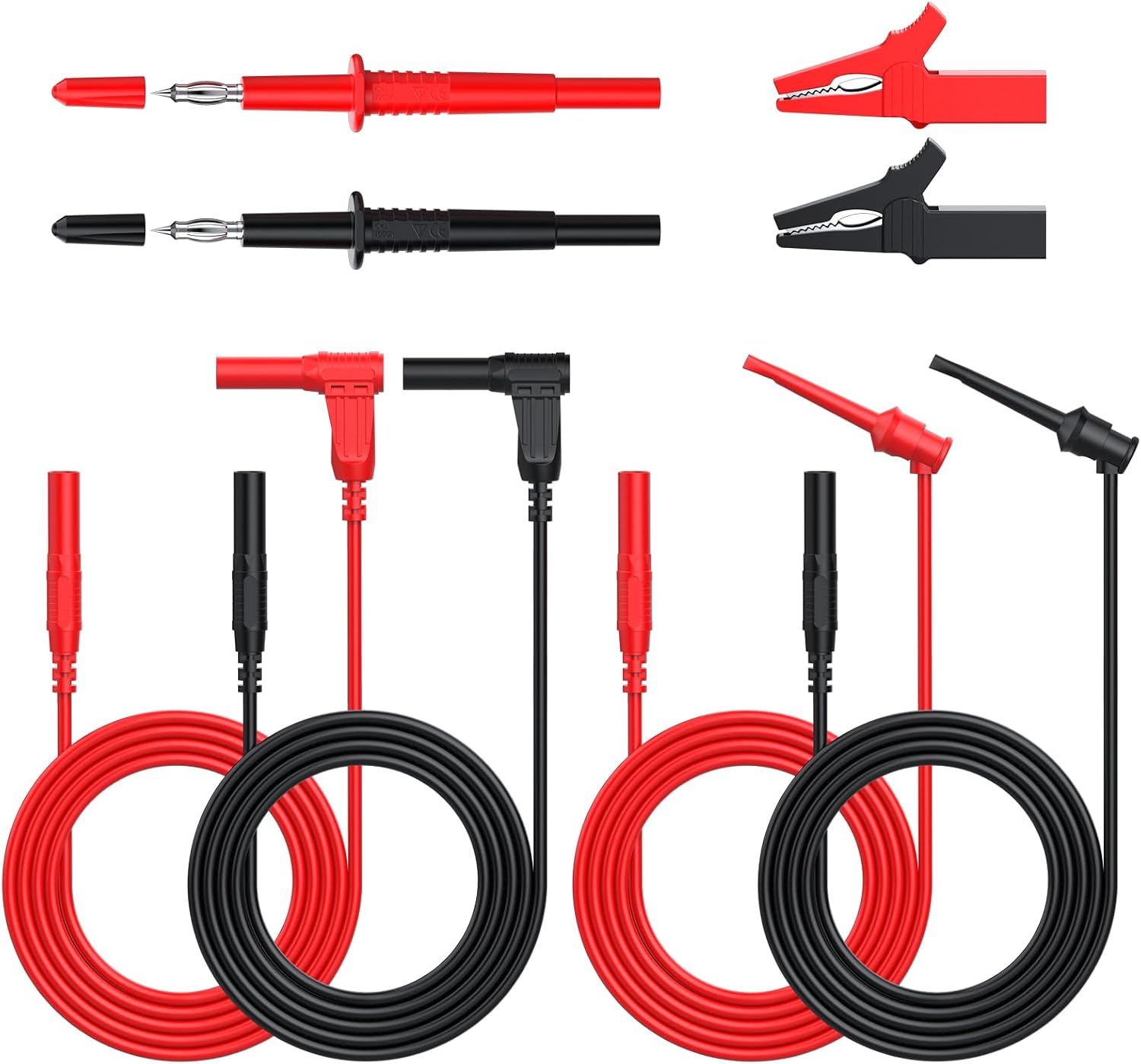 8-teiliges Multimeter-zubehörset – Universelle Messleitungen Mit 4-mm-bananensteckern, Krokodilklemmen, Messspitzen Und Isolierten Haken – Cat Iii 1000 V 10 A Für Werkstatt Und Heimwerkerprojekte Im B