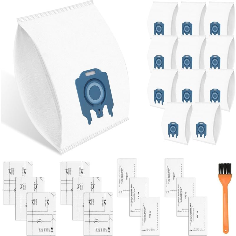 12 Staubsaugerbeutel Für Miele Hyclean 3d Gn, Passend Für Die Miele Classic C1 Complete C2 C3, S2, S5, S8, S400, S600 Und S800 Serien. Effizienzbeutel Mit 6 Abluftfiltern Und 6 Schutzfiltern.