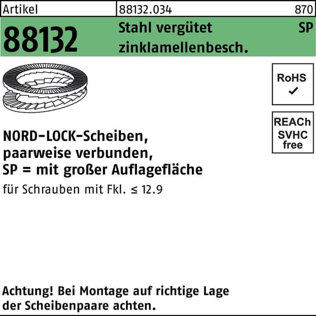 ART 88132 NORD-LOCK Scheiben geklebt DNL 12 SP (13 x 25,4 x 3,4) flZn S