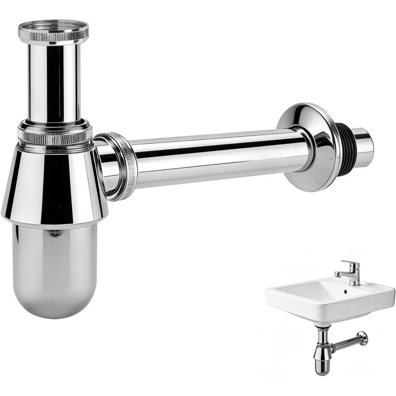 G1 1/4" X Ø 32 Mm Waschbecken-siphon, Universell Verstellbare Flaschenform Mit Reinigungsöffnung, Geruchsneutralisierender Sprühkopf, Chrom-finish, Für Abflüsse In Bad Und Küche