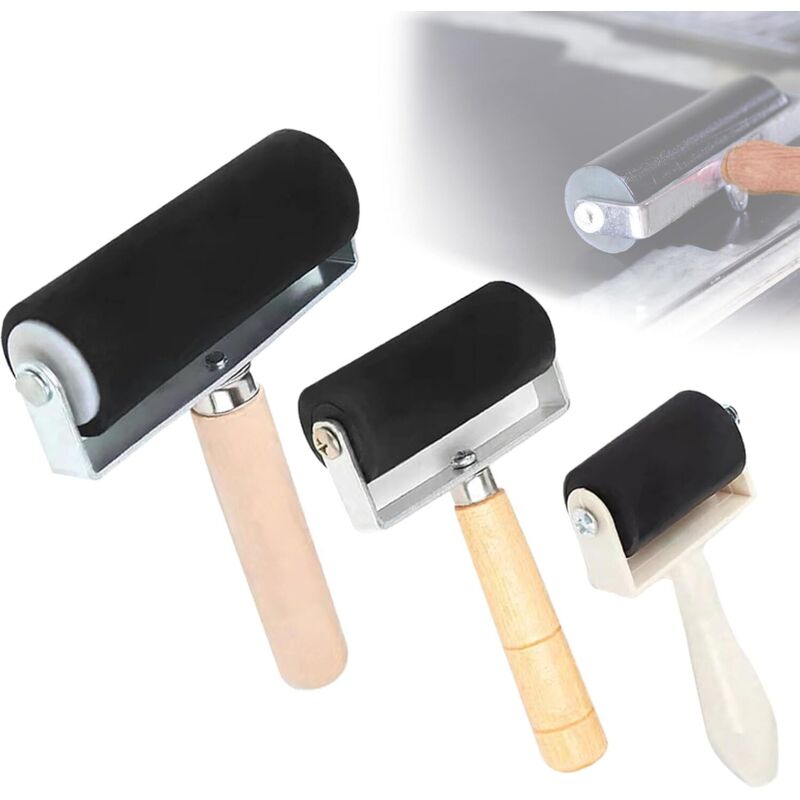 Set Mit 3 Silikon-druckrollen: 3,5 Cm/6 Cm/10 Cm Gummi-druckrollenwerkzeug Für Stempelkissen, Drucken, Tapetenbasteln