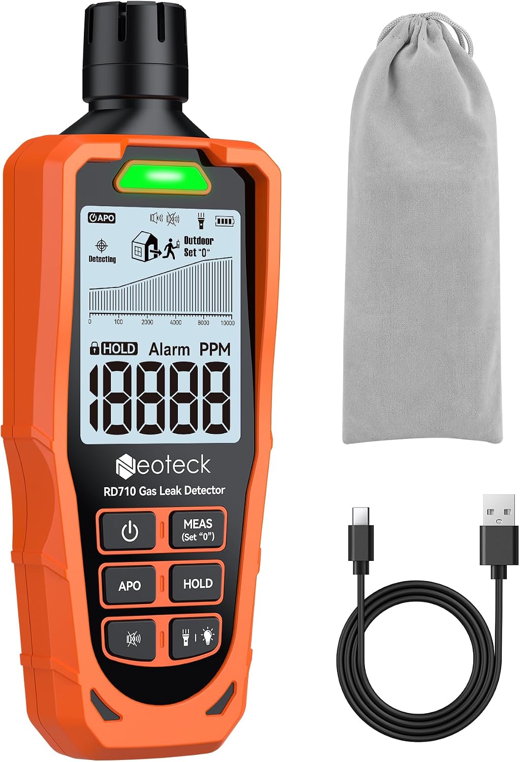 Wiederaufladbarer Gasleckdetektor – Brennbare Gase, Methan, Propan, Erdgas, 0–10000 Ppm, 2,9-zoll-lcd-display Mit Hoher Sichtbarkeit Für Zuhause, Heizung, Küche, Wohnmobil Und Heimwerkerarbeiten