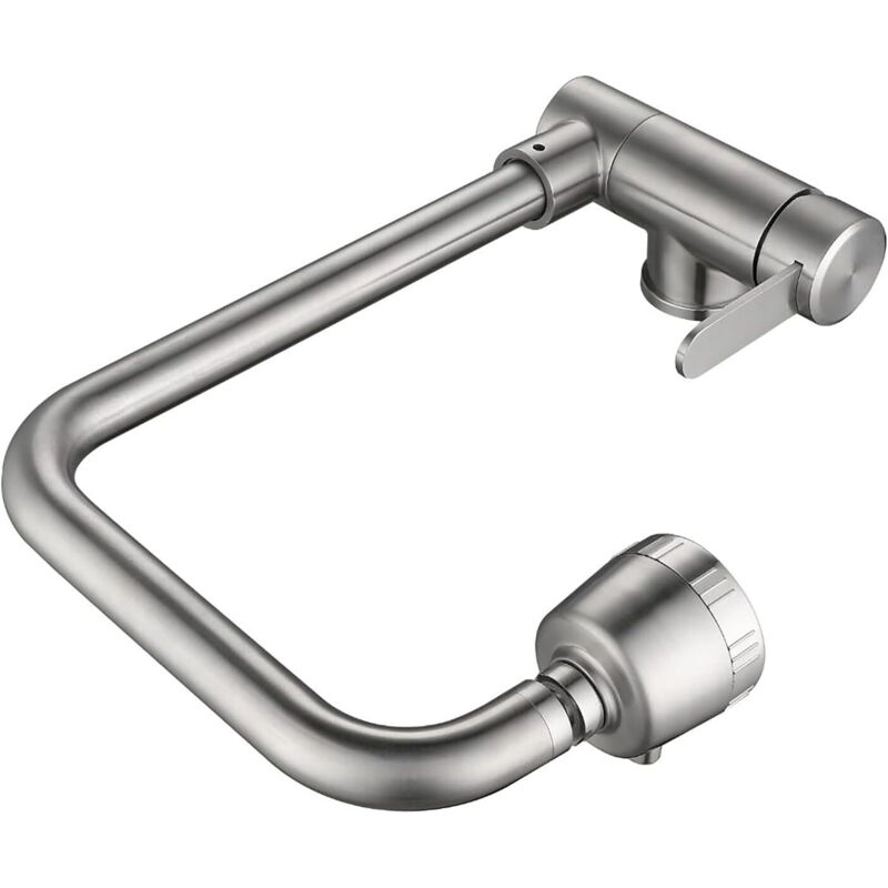 Klappbare Küchenarmatur, Klappbare Küchenarmatur Für Unter Dem Fenster Mit 2 Düsen, 304 Edelstahl 304 Schwenkbare Spültischarmatur (gebürstetes Nickel)