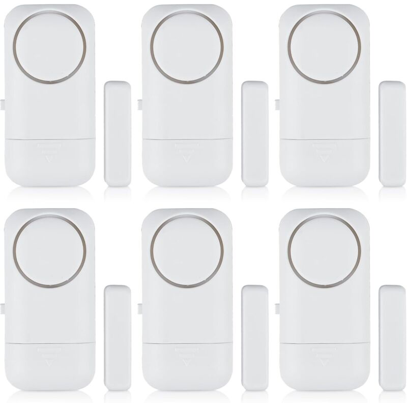 6 Drahtlose Türalarme, 120 Db, Diebstahlwarnsensor Mit Magnetkontakt, Drahtloses Sicherheitsalarmsystem Für Haus, Wohnung, Hotel, Büro, Garage (6-teiliges Set)