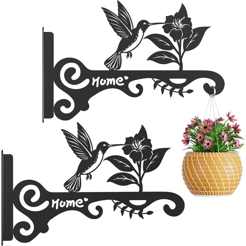 Set Mit 2 Dekorativen 25 Cm Langen Metall-wandhaken Mit Vogelmotiv Für Den Innen- Und Außenbereich – Aufhängevorrichtungen Für Pflanzen, Blumenampeln, Vogelfutterhäuschen, Laternen – Terrasse