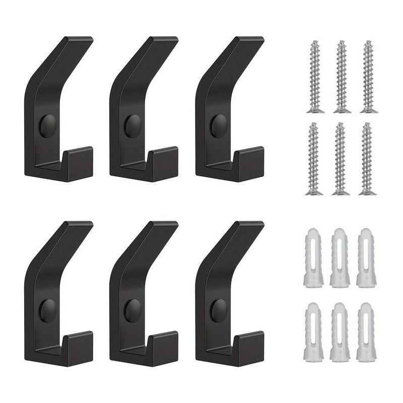 Set Mit 6 Mattschwarzen Edelstahl-wandhaken – Einfache Montage – Ideal Für Zuhause, Badezimmer, Schlafzimmer, Handtücher