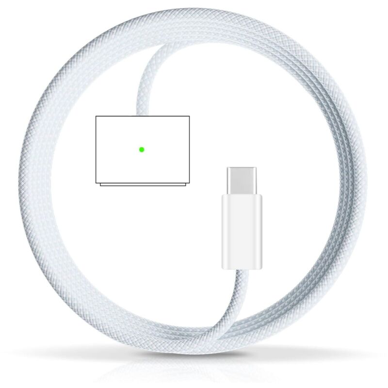 Chargeur Magnétique Usb-c 140w Pour Macbook Air/pro, Charge Rapide Pd, Connecteur Magnétique De 3e Génération, Câble Tressé 2 M, Idéal Voyage, Bleu Ciel