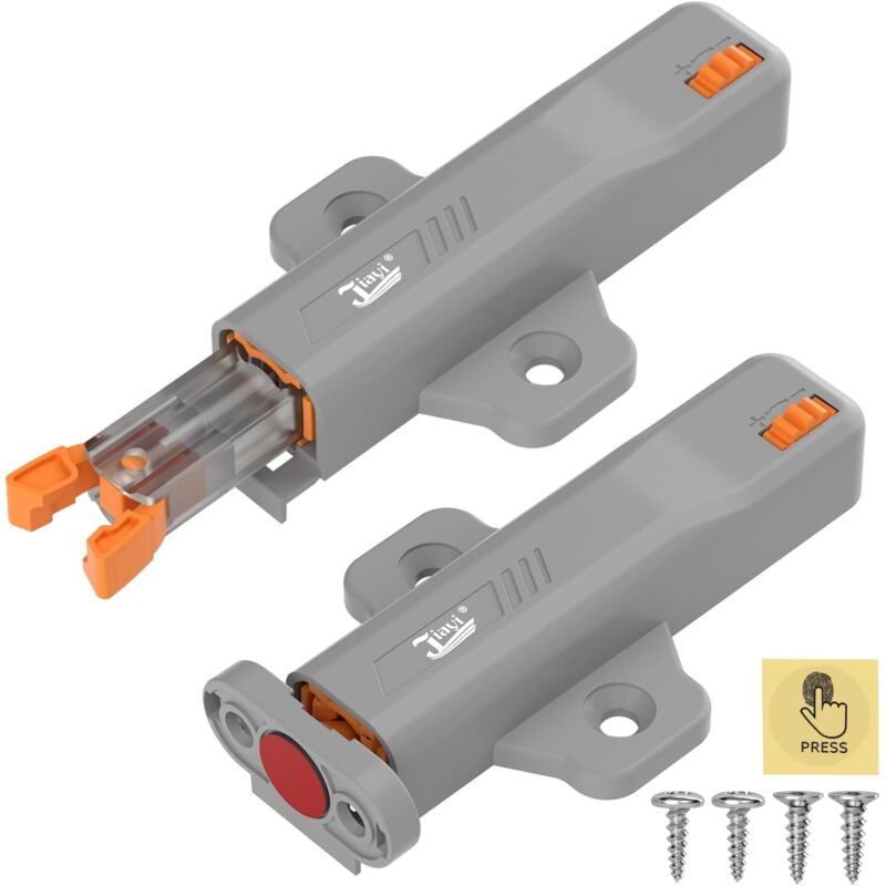 Nichtmagnetischer Push-to-open-schranktürverschluss, 2er-packung, Federbelastete Push-lock-schubladenverschlüsse, Berührungsempfindliches Verschlusssystem Für Schränke, Möbel Und Wohnmobile