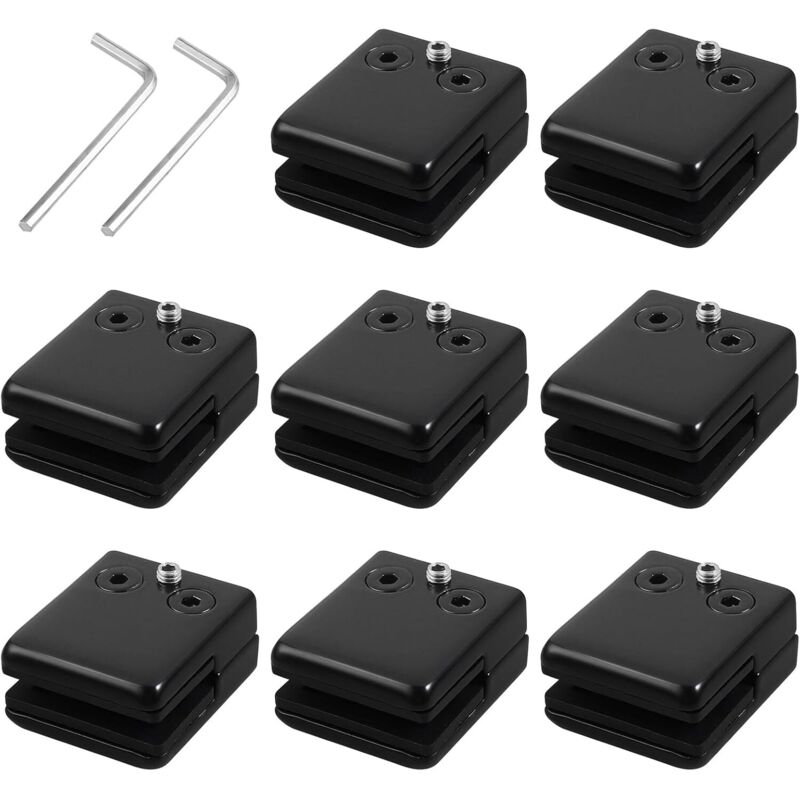 Stück 8–9 Mm Quadratische Glasklemmen Aus Edelstahl 304 – Schwarze Glashalterung Für Balustraden Mit Verstellbarem Gummi, Befestigungsclip Für Treppen, Terrassen Und Duschen – Einfache Montage, Rostfr