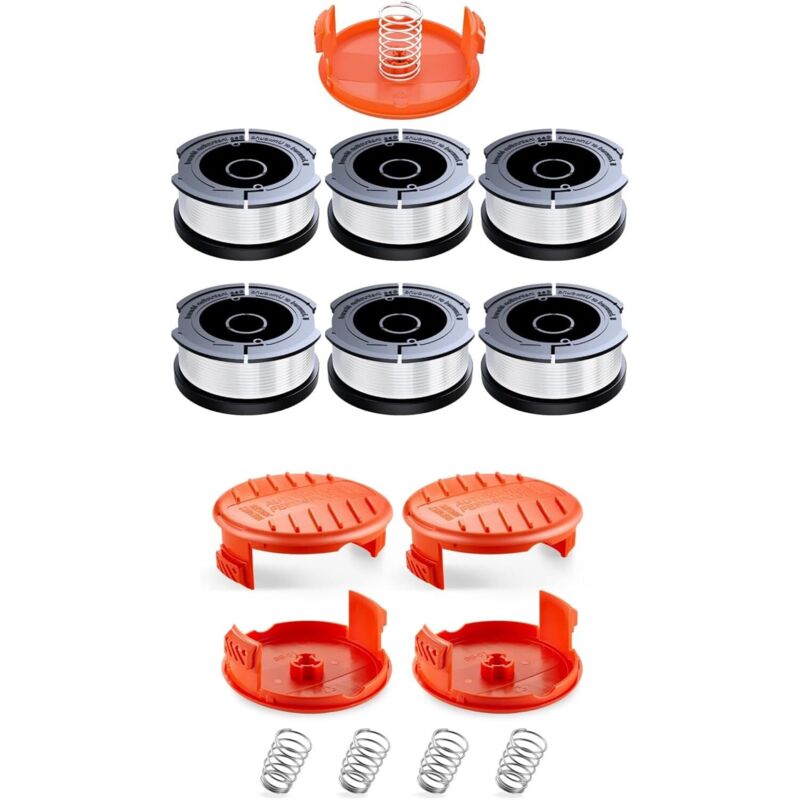 6 Spulen Und 5 Kappen Für Den Black+decker Rc100p Rasentrimmer, 1,65 Mm Fadendurchmesser, 10 M