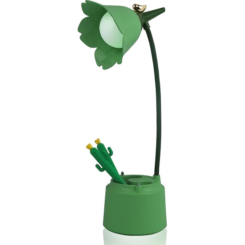 Kinderschreibtischlampe Mit Stifthalter, Dimmbarer Led Und 3 Farbtemperaturen, Wiederaufladbar, Mit Berührungssensor Und Flexiblem Arm