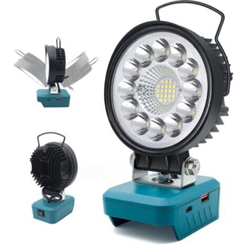 Kabellose Led-leuchte, Kompatibel Mit Der Akkubetriebenen Arbeitsleuchte Makita 18v 36w 4000lm Mit Typ-c- Und Usb-ladeanschluss (akku Nicht Im Lieferumfang Enthalten).