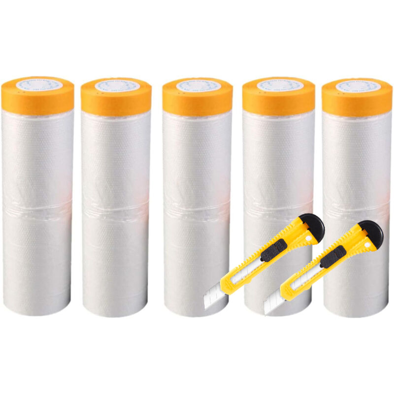 Rollen Mit 55 Cm X 20 M Schutzklebeband, Kunststoffbeschichtetem Gewebeklebeband, Wasserfestem Klebeband, Möbelschutzfolie + 2 Cutter