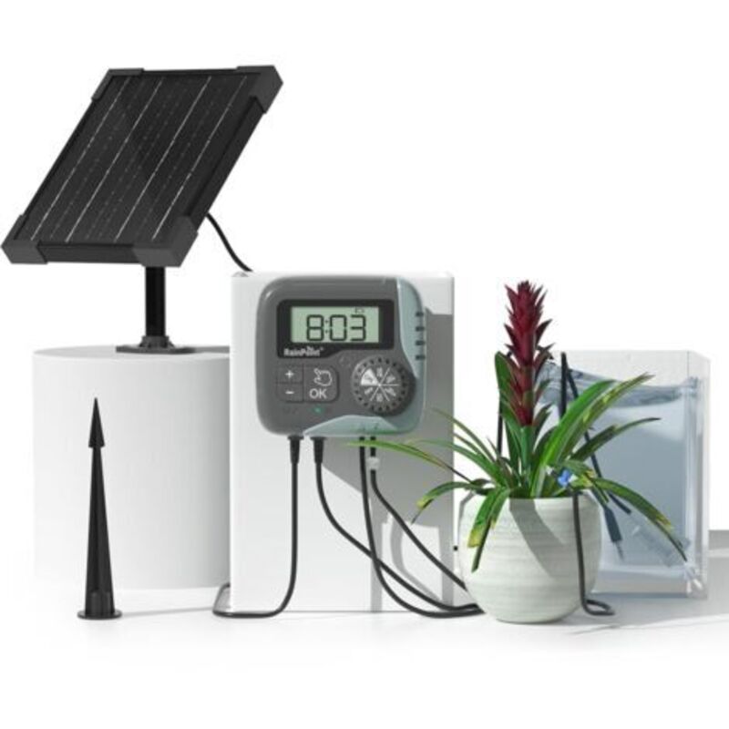 Rainpoint Automatisches Solar-bewässerungssystem 45 L/h Mit Programmierbarem Timer, 2600 Mah Akku, Für Bis Zu 15 Topfpflanzen In Gärten, Auf Balkonen Und In Gewächshäusern