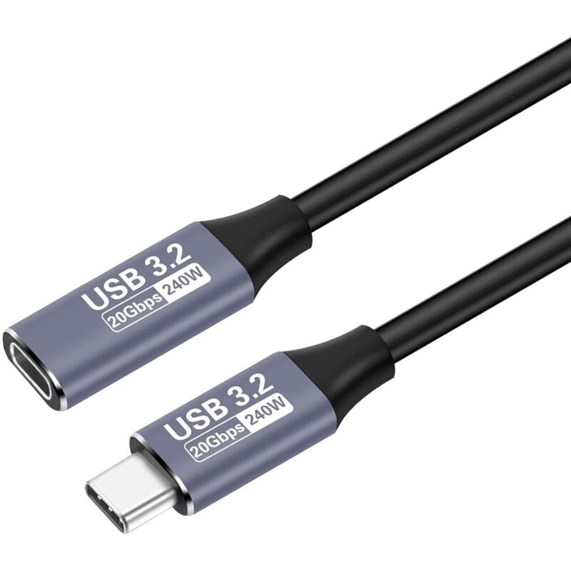 M Langes 240-w-usb-typ-c-verlängerungskabel – Usb-c 3.2 Gen2 20 Gbit/s, Unterstützt 4k 144 Hz Und 5k 60 Hz Video, Stecker/buchse, Kompatibel Mit Iphone 15/16, Macbook, Switch, Vr, Ssd