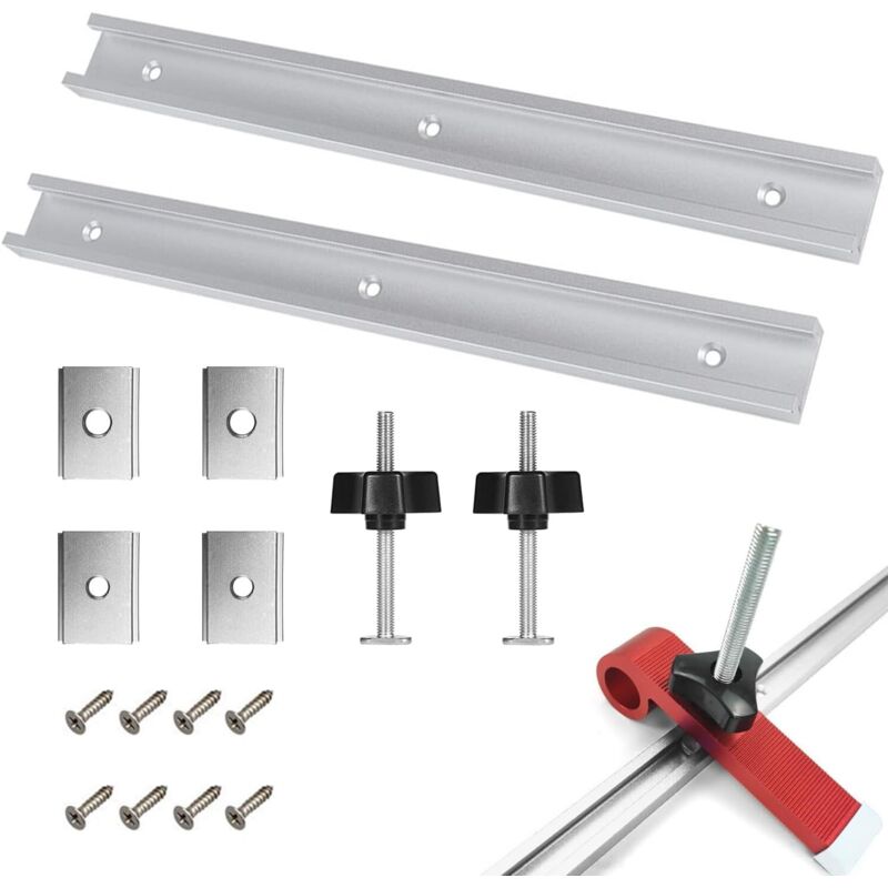 Stück 400 Mm Aluminium-t-nut-führungsschiene Mit M6- Und M8-gleitmutter, Aluminiumlegierung-schienengleiter Für Die Holzbearbeitung, T-nut-gehrungsschienen-vorrichtung Mit Schrauben