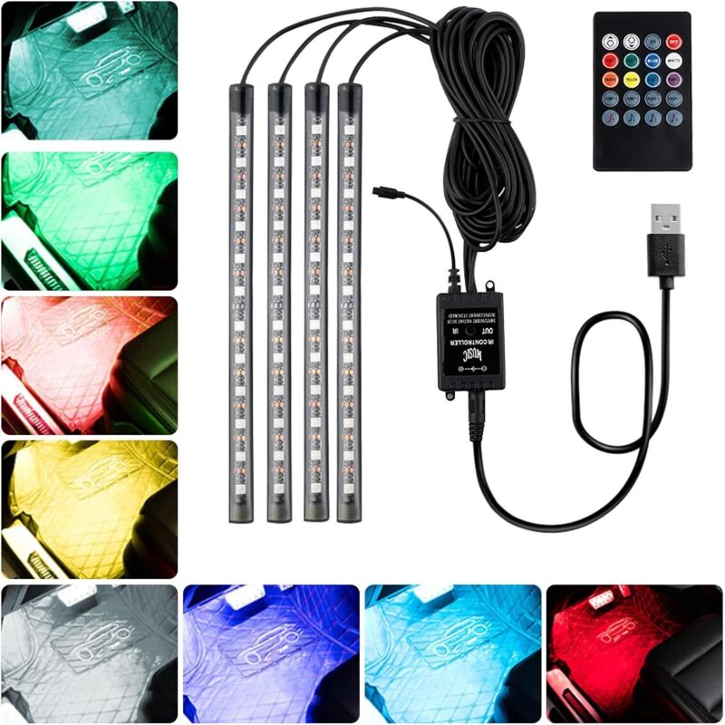 4-teiliges Led-auto-innenraumbeleuchtungsset, Ambientebeleuchtung, Musiklichtleiste Für Den Fernseher, Autozubehör Für Damen Und Herren, Perfektes Geschenk