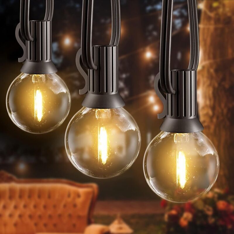 Gpatio Lichterkette G40, 7,6 M/25 Fuß, Mit E12-fassung (12+1 Led-lampen), Ip45 Wasserdicht, Warmweiß, Für Terrasse, Party Und Hochzeit