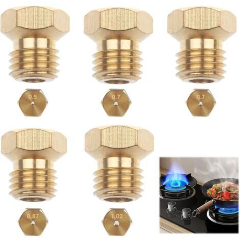 5-teiliges Universelles Butangasdüsen-set, Umrüstsatz Für Gaseinspritzdüsen, Brennerdüse Für Flüssiggasflaschen, 1x0,5, 2x0,7, 1x0,87, 1x1,02