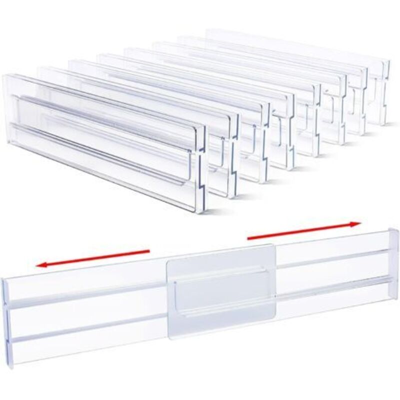 Schubladeneinteiler Aus Kunststoff, Verstellbare, Transparente Schubladenorganizer Für Küche Und Schlafzimmer, 8er-pack