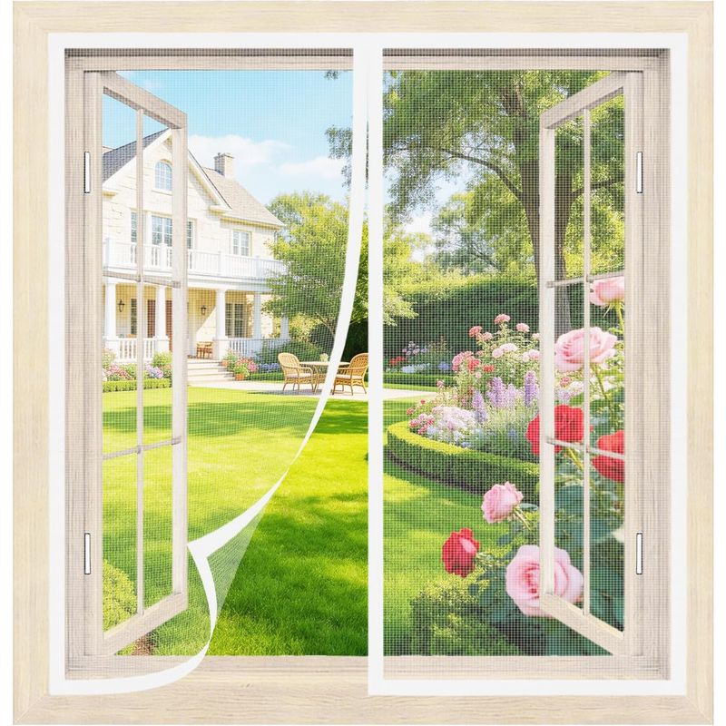 Magnetisches Fenster-moskitonetz 95 X 135 Cm, Weiß – Moskitonetz Für Fenster, Bohrfreie Montage, Automatischer Schließmechanismus, Ultrafeines Netzgewebe, Passend Für Die Meisten Fenster Und Balkontür