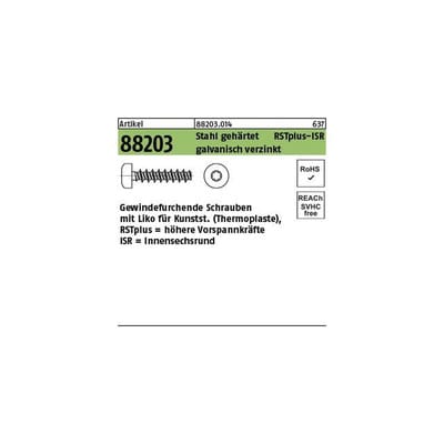 Schrauben ART 88203 RST+ mit LIKO & ISR 2,2 x 8 -T6 Stahl gal Zn gal Zn S