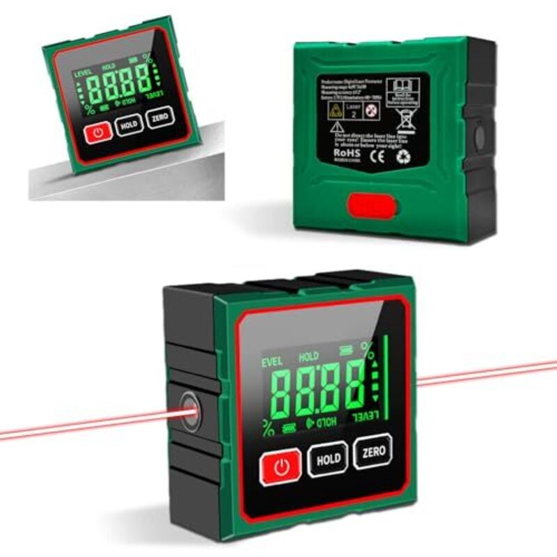 Elektronische Wasserwaage, Digitaler Neigungsmesser, Laser, Lcd-bildschirm, Wasserdicht, Digitaler Winkelmesser, 4 Magnetische Seiten, Libelle, Holzbearbeitung, Bauwesen