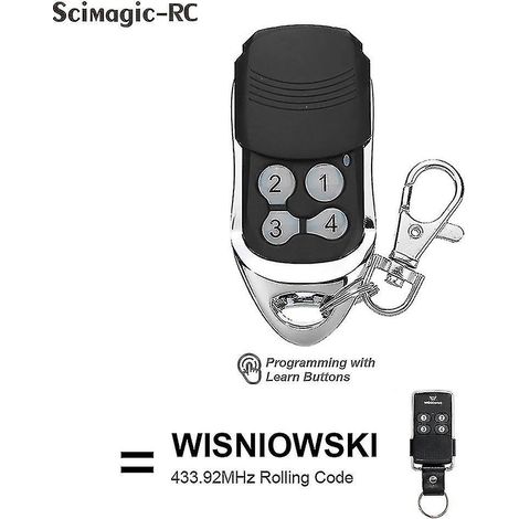 Télécommande De Porte De Garage Wisniowski 433 Mhz À 4 Canaux À Code Tournant 433,92 Pilot Wisniowski Command Controller (dernier Modèle)