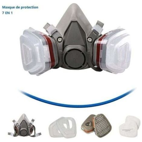 Fenoplastica 7-in-1 Schutzmaske, Malermaske, Wiederverwendbar Mit Staubfilter, Atemschutzmaske Mit Filter Für Sprühen, Malen, Bauarbeiten, Chemikalien, Heimwerken, P
