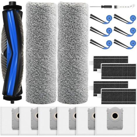 Fenoplastical 21-teiliges Zubehörset Für Ecovacs Deebot X9 Pro Omni Staubsauger: 1 Hauptbürste, 2 Wischwalzen, 6 Staubbeutel, 4 Filter, 6 Seitenbürsten, 1 Reinigungsbürste