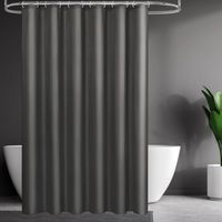 Rideau De Douche En Tissu À Séchage Rapide, Imperméable, Anti-moisissure, 180 X 200 Cm - Gris Foncé Avec 12 Anneaux